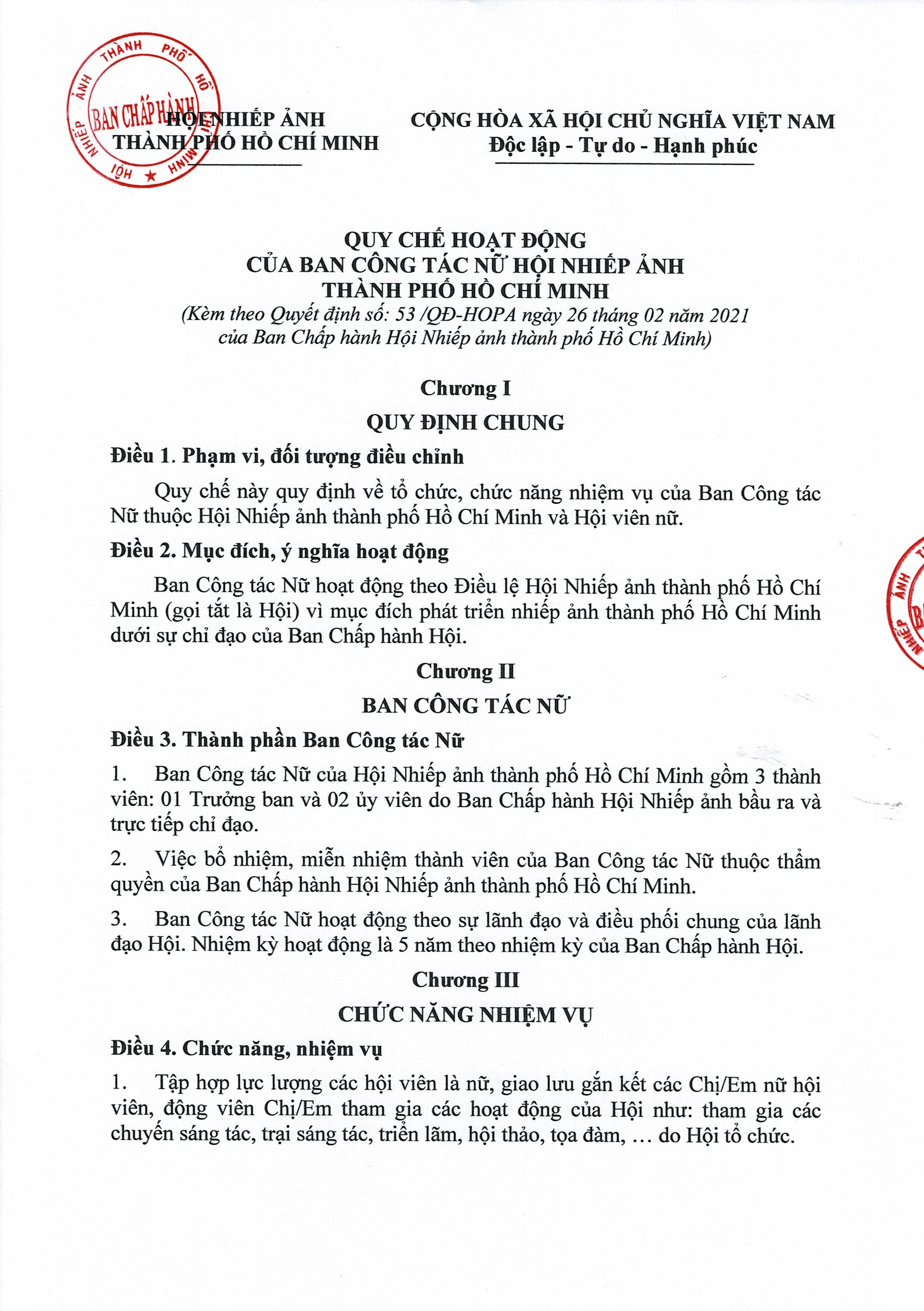 Công tác Nữ Hội Nhiếp Ảnh